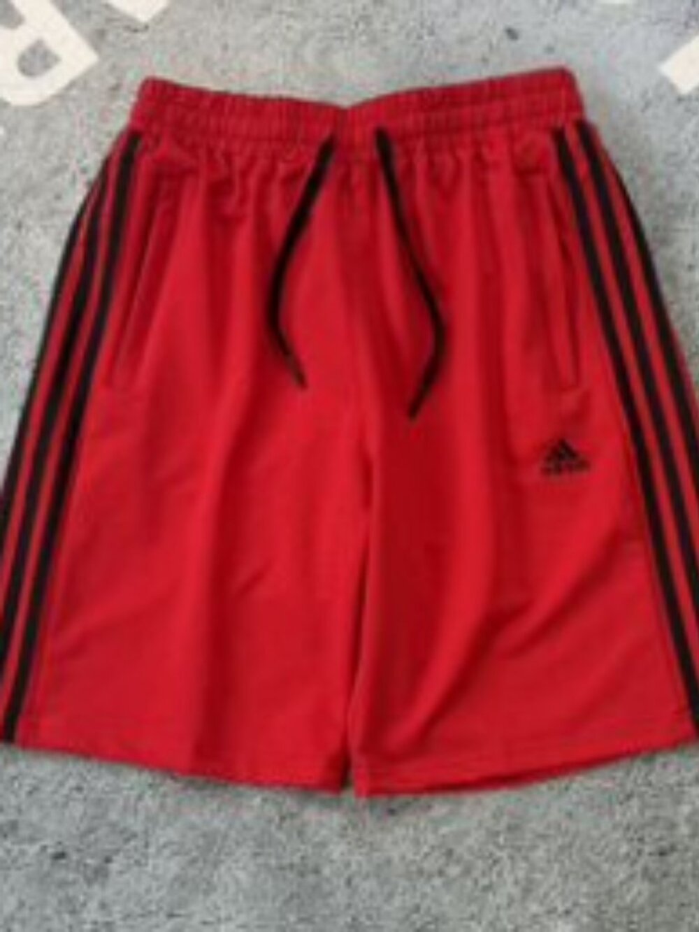 Adidas Red 3-Stripes Athletic Shorts